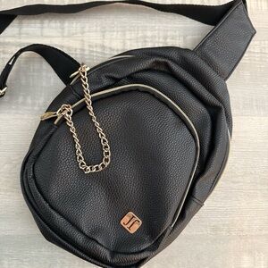 Justice Black Leather Crossbody Bag